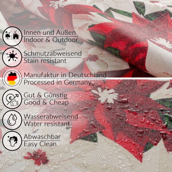Weihnachtstischdecke Textil Tischdecke Tischwäsche abwaschbar Tischtuch Baumwolle Polyester Christmas Flower