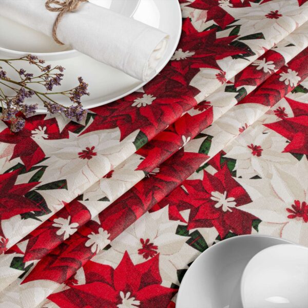 Weihnachtstischdecke Textil Tischdecke Tischwäsche abwaschbar Tischtuch Baumwolle Polyester Christmas Flower
