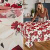 Weihnachtstischdecke Textil Tischdecke Tischwäsche abwaschbar Tischtuch Baumwolle Polyester Christmas Flower