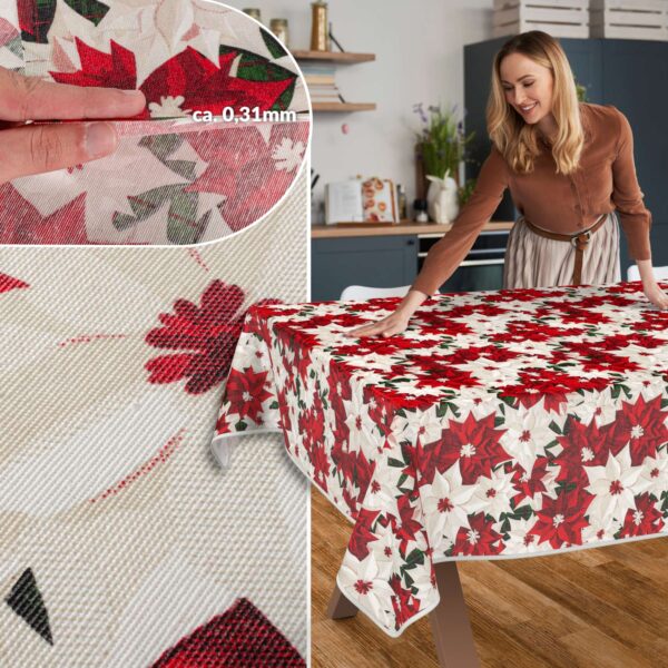 Weihnachtstischdecke Textil Tischdecke Tischwäsche abwaschbar Tischtuch Baumwolle Polyester Christmas Flower