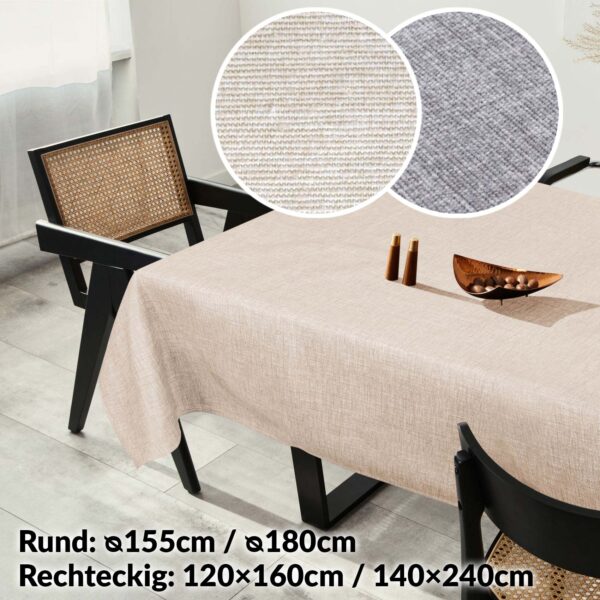 Tischdecke abwaschbar Stofftischdecke Tischwäsche Baumwolle-Polyester Grau Creme