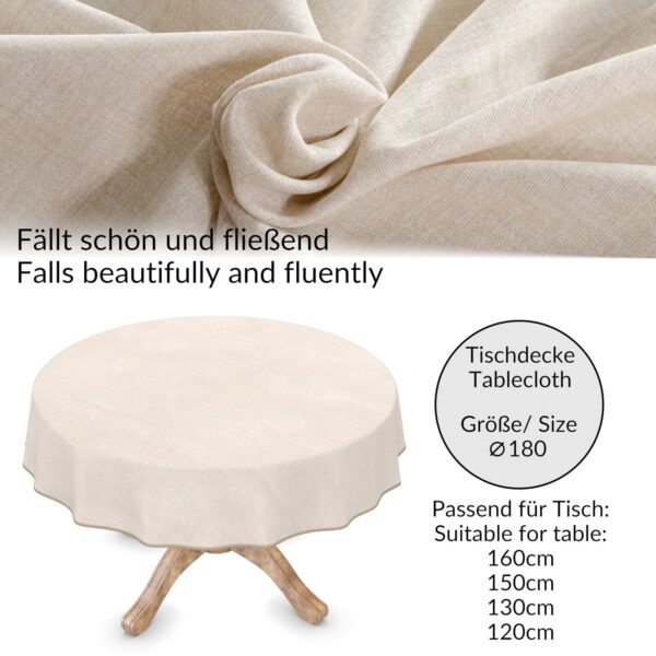 Tischdecke abwaschbar Stofftischdecke Tischwäsche Baumwolle-Polyester Grau Creme