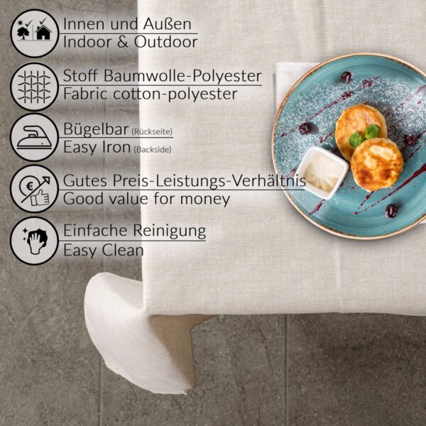 Tischdecke abwaschbar Stofftischdecke Tischwäsche Baumwolle-Polyester Grau Creme