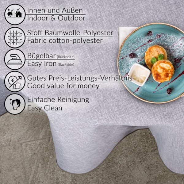 Tischdecke abwaschbar Stofftischdecke Tischwäsche Baumwolle-Polyester Grau Creme