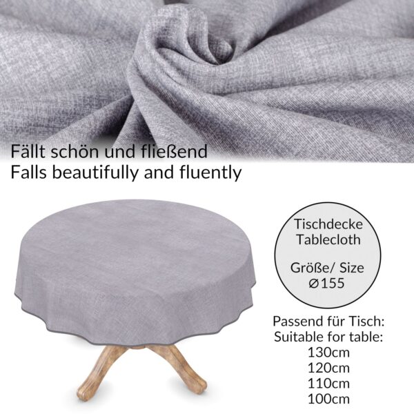 Tischdecke abwaschbar Stofftischdecke Tischwäsche Baumwolle-Polyester Grau Creme