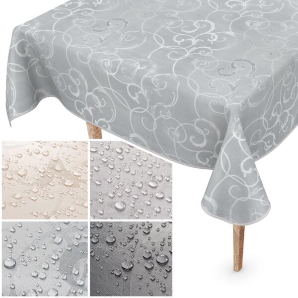 WachstuchTischdecke Soft Wachstischdecke 0,5mm Stärke Ornament Damast Mehrfarbig mit Saum abwaschbar