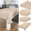 Stoff Tischdecke beschichtet abwaschbar DUO zweiseitig Beige