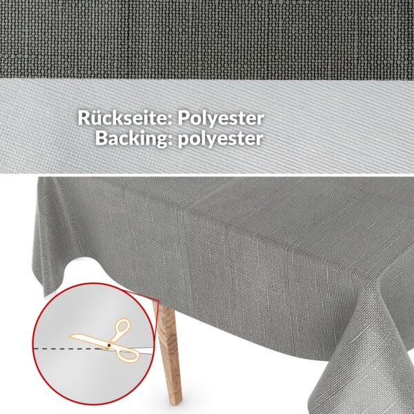 Wachstuchtischdecke abwaschbar Premium Leinenprägung Gartentischdecke Uni Anthrazit Breite 140cm