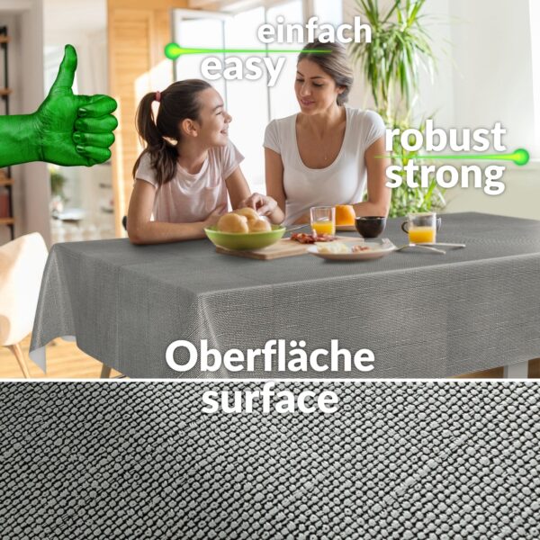 Wachstuchtischdecke abwaschbar Premium Leinenprägung Gartentischdecke Uni Anthrazit Breite 140cm