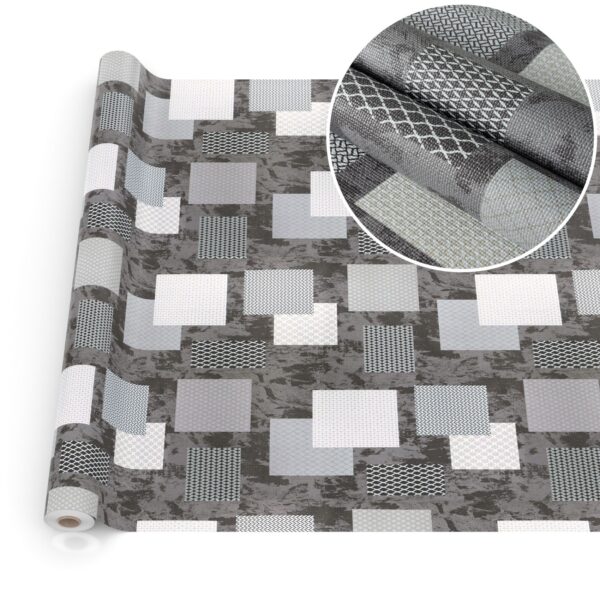Wachstuchtischdecke abwaschbar Premium Leinenprägung Gartentischdecke Outdoor Tischdecke Patchwork Betonoptik Breite 140cm