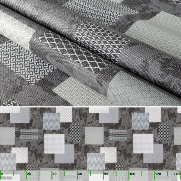 Wachstuchtischdecke abwaschbar Premium Leinenprägung Gartentischdecke Outdoor Tischdecke Patchwork Betonoptik Breite 140cm