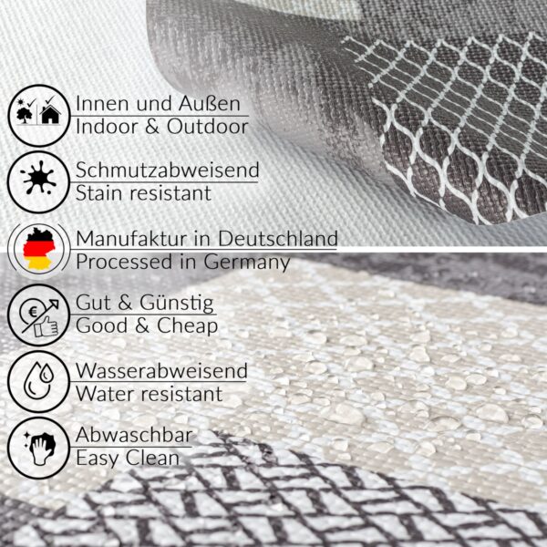 Wachstuchtischdecke abwaschbar Premium Leinenprägung Gartentischdecke Outdoor Tischdecke Patchwork Betonoptik Breite 140cm
