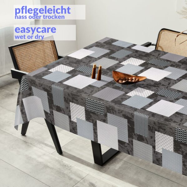 Wachstuchtischdecke abwaschbar Premium Leinenprägung Gartentischdecke Outdoor Tischdecke Patchwork Betonoptik Breite 140cm
