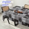 Wachstuchtischdecke abwaschbar Premium Leinenprägung Gartentischdecke Patchwork Blätter Breite 140cm