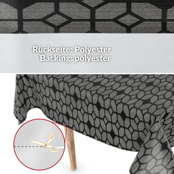 Wachstuchtischdecke Premium Leinenprägung Gartentischdecke Outdoor Tischdecke abwaschbar Geometrie Dunkelgrau Breite 140cm
