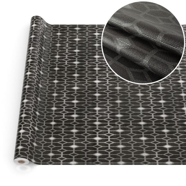 Wachstuchtischdecke abwaschbar Premium Leinenprägung Gartentischdecke Geometrie Grau Breite 140cm