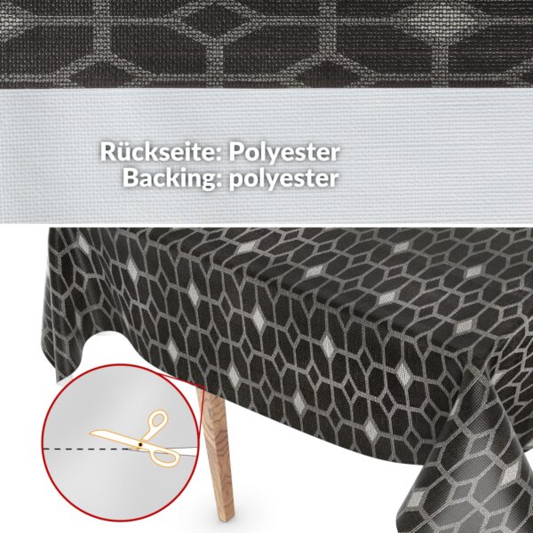 Wachstuchtischdecke abwaschbar Premium Leinenprägung Gartentischdecke Geometrie Grau Breite 140cm