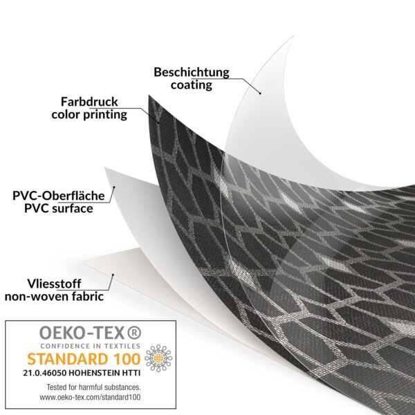 Wachstuchtischdecke abwaschbar Premium Leinenprägung Gartentischdecke Geometrie Grau Breite 140cm