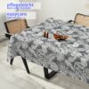 Wachstuchtischdecke abwaschbar Premium Leinenprägung Gartentischdecke Palmenblätter Silber Grau Breite 140cm