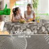 Wachstuchtischdecke abwaschbar Premium Leinenprägung Gartentischdecke Blätter Grau Breite 140cm