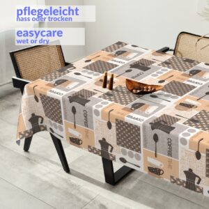 Wachstuchtischdecke Wachstuch Tischdecke abwaschbar Premium Prägung Gartentischdecke Coffee Cappuccino Breite 140cm