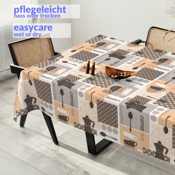 Wachstuchtischdecke Wachstuch Tischdecke abwaschbar Premium Prägung Gartentischdecke Coffee Cappuccino Breite 140cm