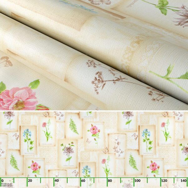 Wachstuchtischdecke Wachstuch Tischdecke abwaschbar Premium Prägung Gartentischdecke Blumen Beige Breite 140cm