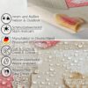 Wachstuchtischdecke Wachstuch Tischdecke abwaschbar rechteck, rund, oval hochwertige Bedruckung Gartentischdecke MIMOSA Patchwork Herz Rosa Grau Breite 140cm