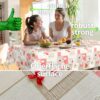 Wachstuchtischdecke Wachstuch Tischdecke abwaschbar rechteck, rund, oval hochwertige Bedruckung Gartentischdecke MIMOSA Patchwork Herz Rosa Grau Breite 140cm