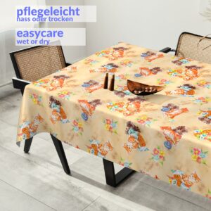 Wachstuchtischdecke Wachstuch Tischdecke abwaschbar rechteck, rund, oval hochwertige Bedruckung Gartentischdecke MIMOSA Katzen Breite 140cm