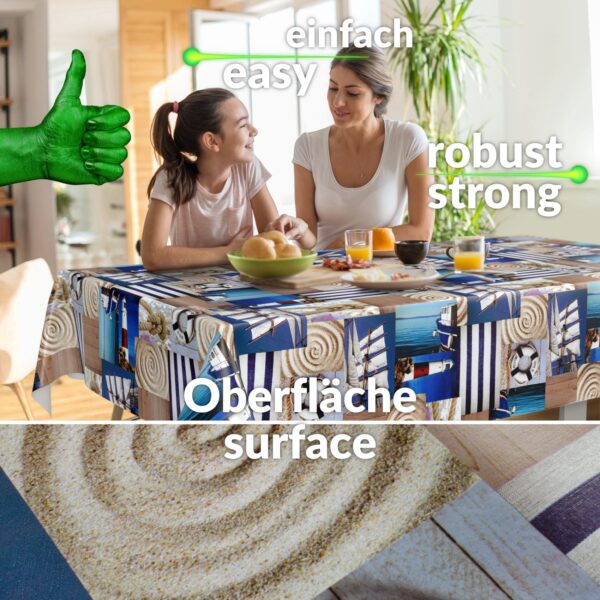 Wachstuchtischdecke Wachstuch Tischdecke abwaschbar rechteck, rund, oval hochwertige Bedruckung Gartentischdecke MIMOSA Maritim Breite 140cm