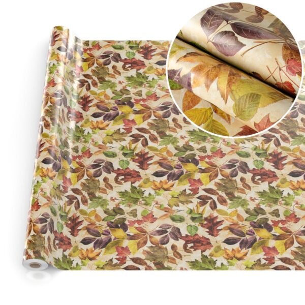 Wachstuchtischdecke Wachstuch Tischdecke abwaschbar rechteck, rund, oval hochwertige Bedruckung Gartentischdecke MIMOSA Herbst Blätter Breite 140cm