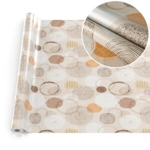 Wachstuchtischdecke Wachstuch Tischdecke abwaschbar rechteck, rund, oval hochwertige Bedruckung Gartentischdecke MIMOSA Kreise Beige Ornamente Breite 140cm