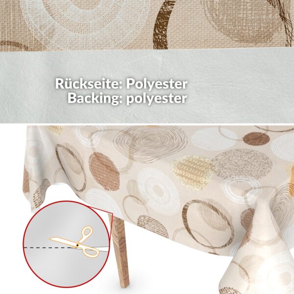Wachstuchtischdecke Wachstuch Tischdecke abwaschbar rechteck, rund, oval hochwertige Bedruckung Gartentischdecke MIMOSA Kreise Beige Ornamente Breite 140cm