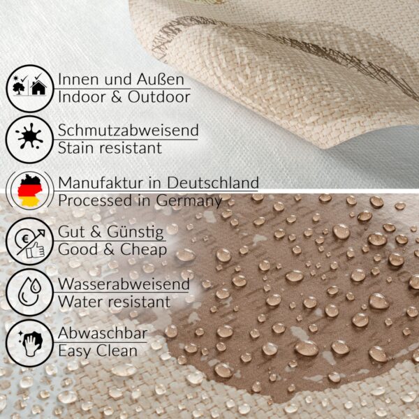 Wachstuchtischdecke Wachstuch Tischdecke abwaschbar rechteck, rund, oval hochwertige Bedruckung Gartentischdecke MIMOSA Kreise Beige Ornamente Breite 140cm