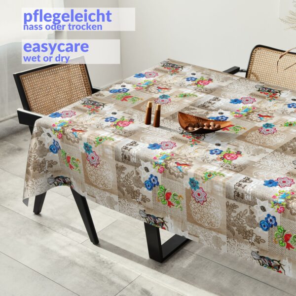 Wachstuchtischdecke Wachstuch Tischdecke abwaschbar rechteck, rund, oval hochwertige Bedruckung Gartentischdecke MIMOSA Kolibri Love Breite 140cm