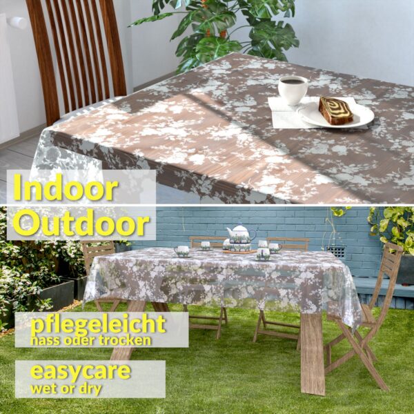 Transparente Tischdecke Vinyl Tischfolie Folie Tischschutzfolie 0,15mm mit Muster Blumen Weiß Breite 140cm