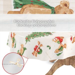 Weihnachtstischdecke Wachstuch Weihnachten Tischdecke abwaschbar Teddybär Tannenbaum