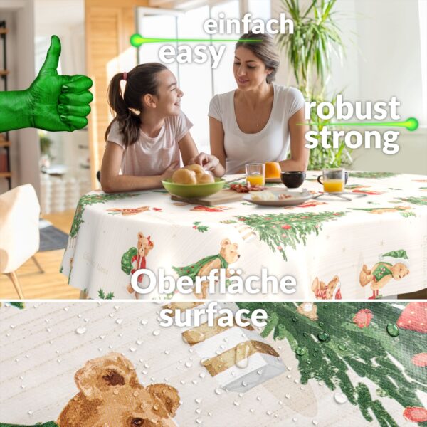 Weihnachtstischdecke Wachstuch Weihnachten Tischdecke abwaschbar Teddybär Tannenbaum