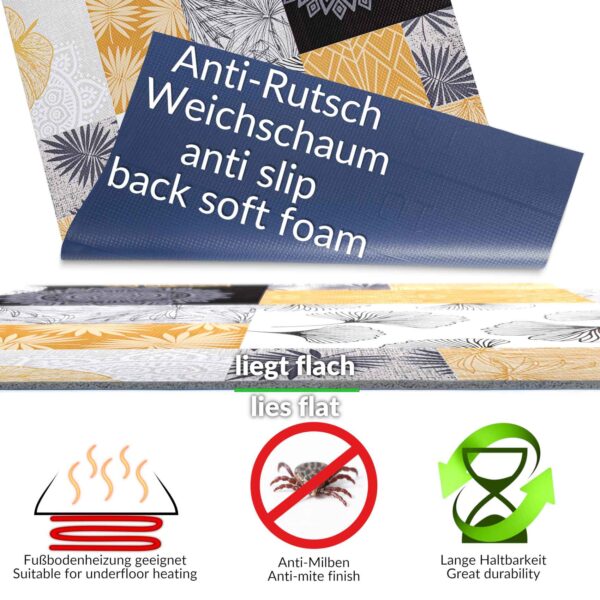 Küchenläufer Teppichläufer Küchenteppich Läufer Flur abwischbar PVC Mirza Gold 48cm Breit