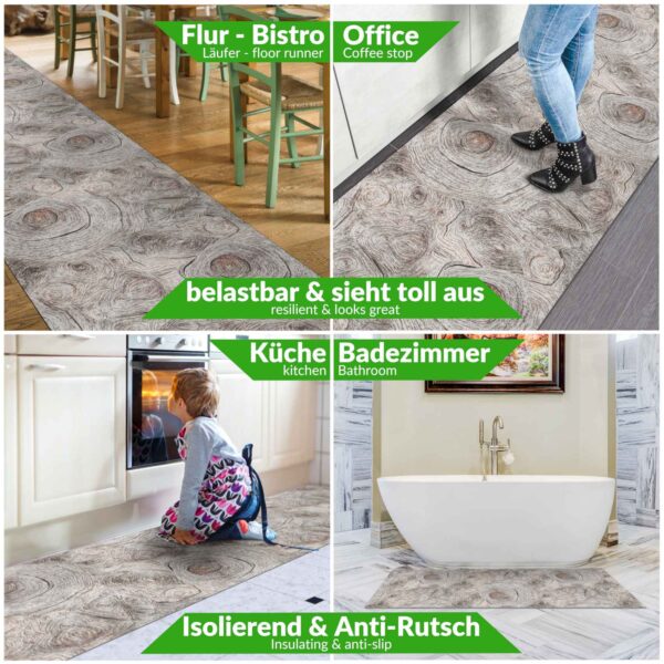 Küchenläufer Küchenteppich waschbar Läufer Küche Teppich Läufer Flur rutschfest Meterware Holzoptik
