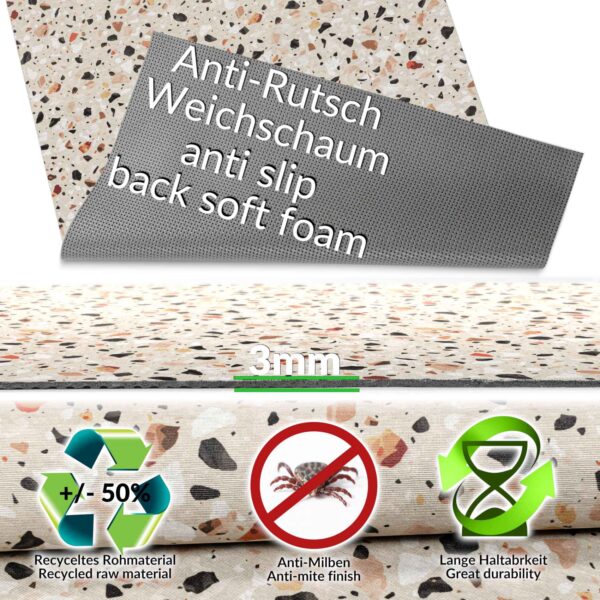 Küchenläufer Küchenteppich waschbar Läufer Küche Teppich Läufer Flur rutschfest Meterware Granitoptik