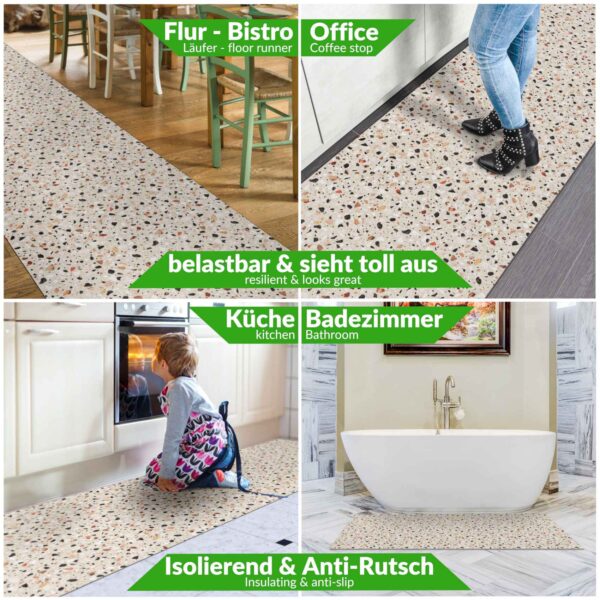 Küchenläufer Küchenteppich waschbar Läufer Küche Teppich Läufer Flur rutschfest Meterware Granitoptik