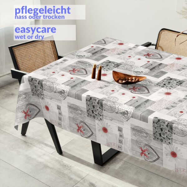 Wachstuch Tischdecke abwaschbar Meterware Wachstuchdecke Breite 140cm Holz Liebe Herz