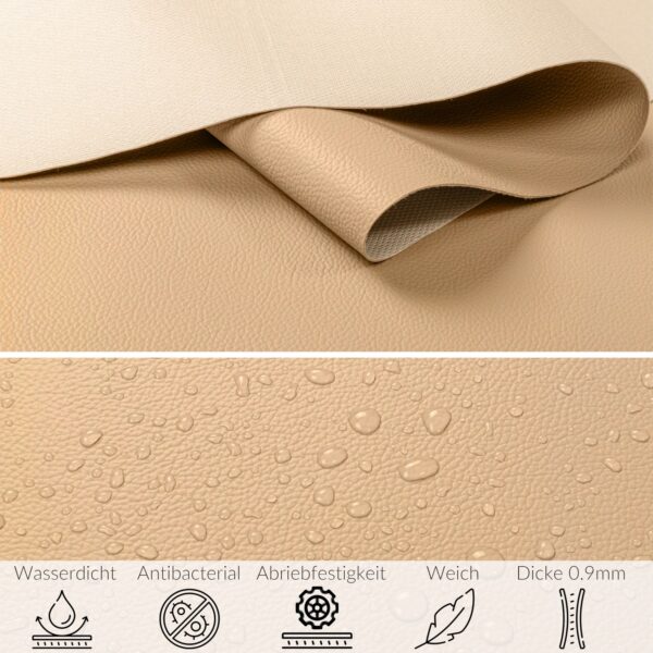 Kunstleder Meterware Leder Stoff Lederimitat 140cm Breit Beige