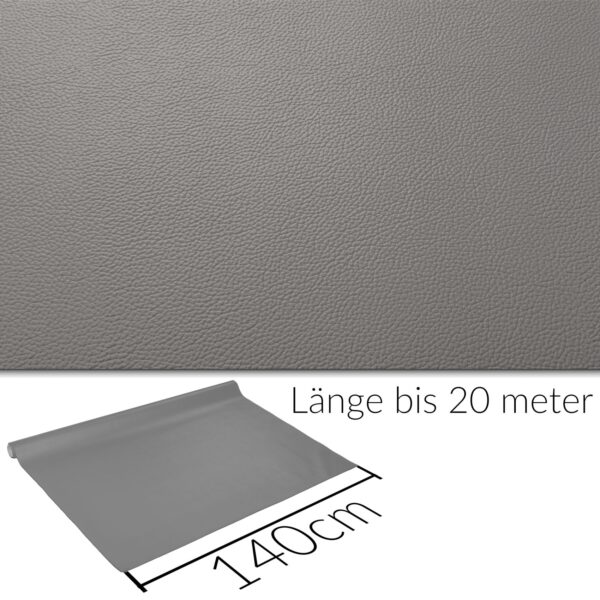 Kunstleder Meterware Leder Stoff Lederimitat 140cm Breit Grau