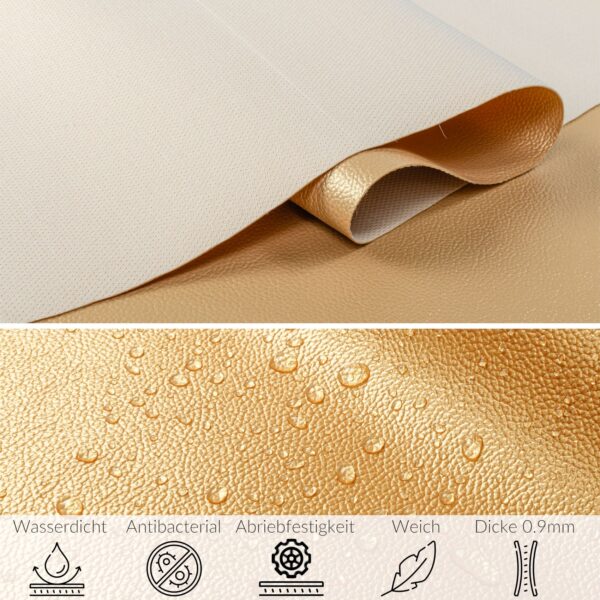 Kunstleder Meterware Leder Stoff Lederimitat 140cm Breit Gold Metallic
