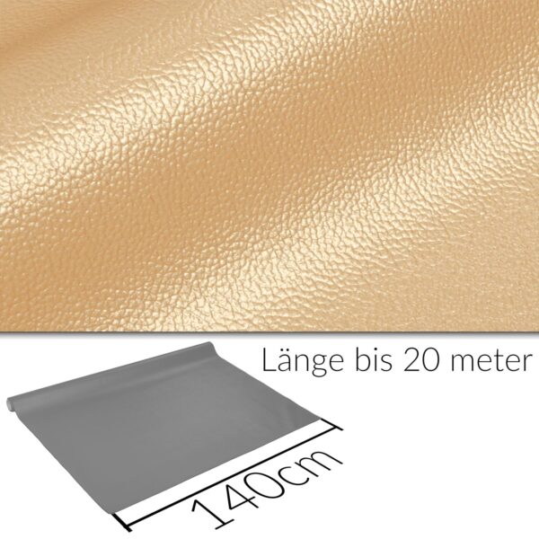 Kunstleder Meterware Leder Stoff Lederimitat 140cm Breit Gold Metallic