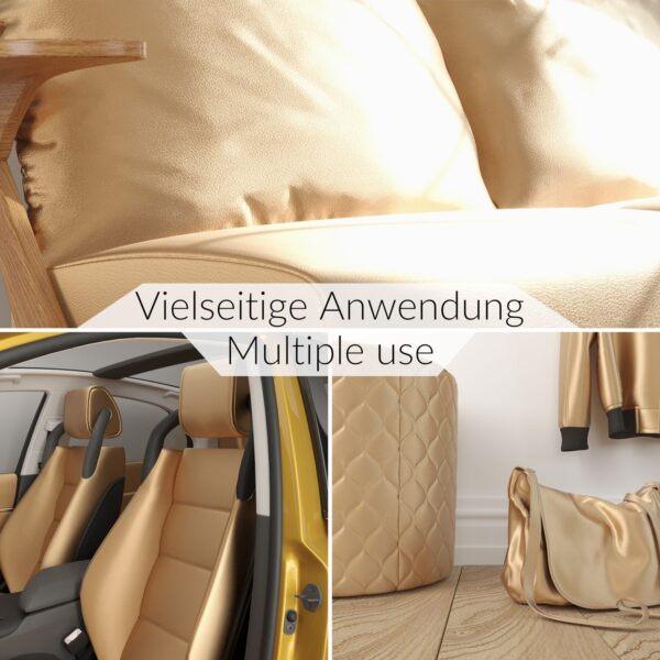 Kunstleder Meterware Leder Stoff Lederimitat 140cm Breit Gold Metallic