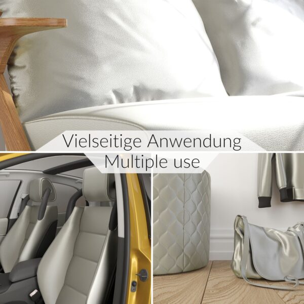 Kunstleder Meterware Leder Stoff Lederimitat 140cm Breit Silber Metallic